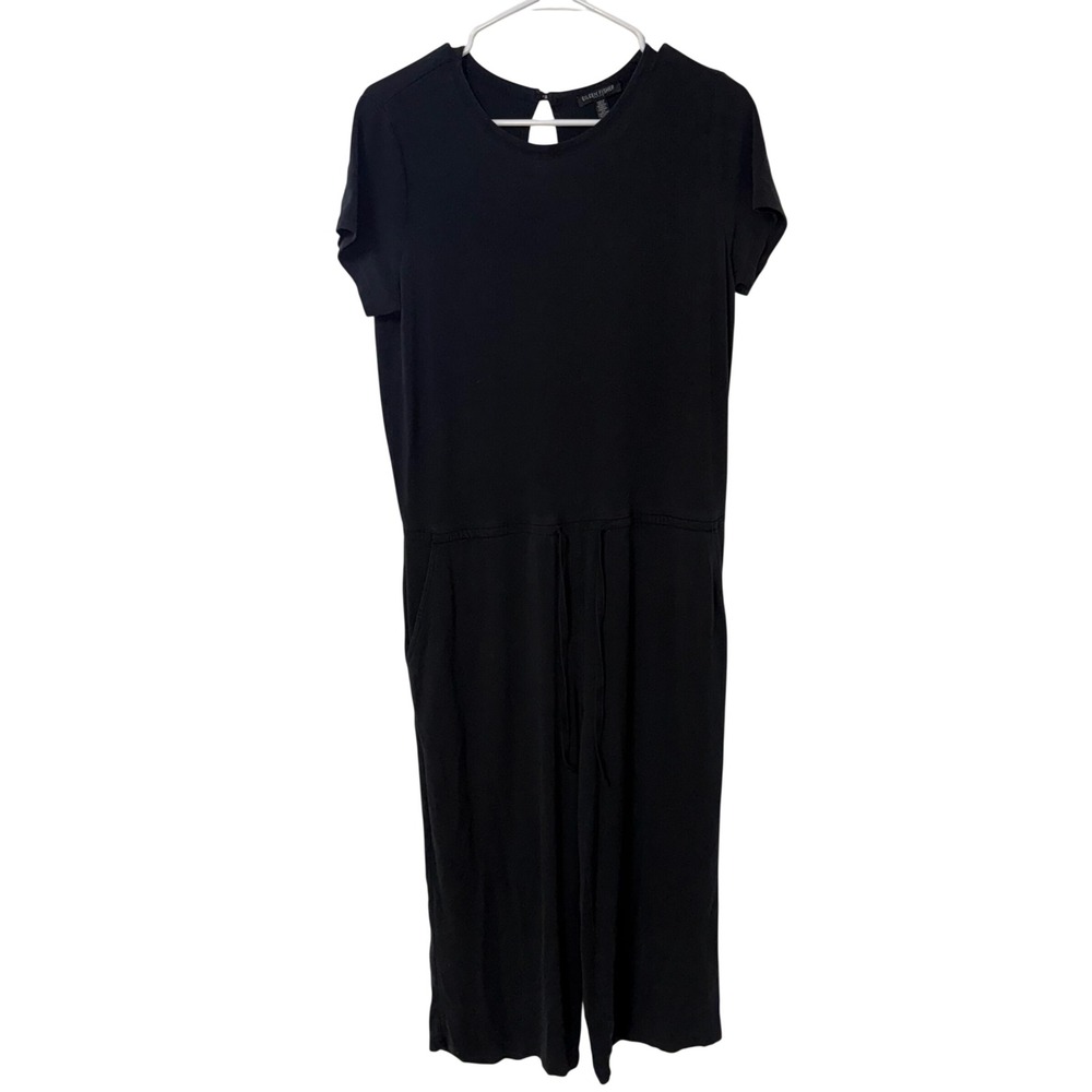 Eileen Fisher Petite Black Drawstring Jumpsuit USA made size petite m minimalist